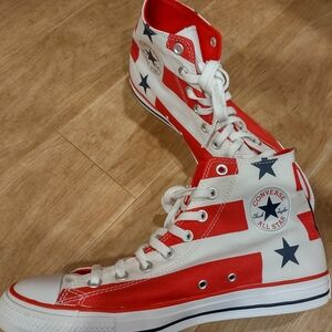 Like New: Converse Stars and Stripes All Star High Top Shoes